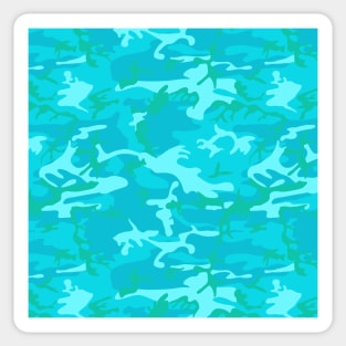 Aqua Blue Teal and Green Camouflage Sticker